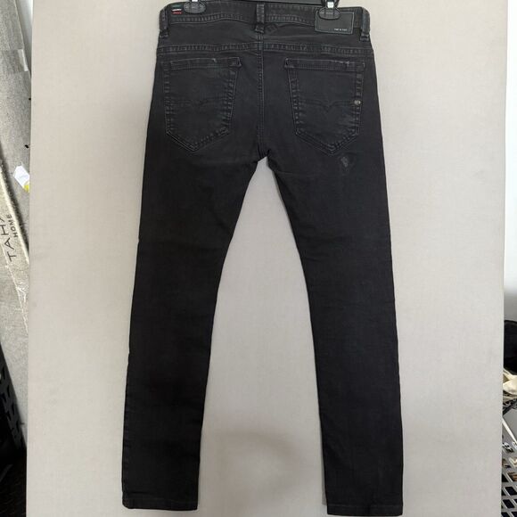 Diesel DNA Thavar Jeans 32x32 Smaller Fit Black Mens Slim Skinny Distress Italy - Picture 6 of 12